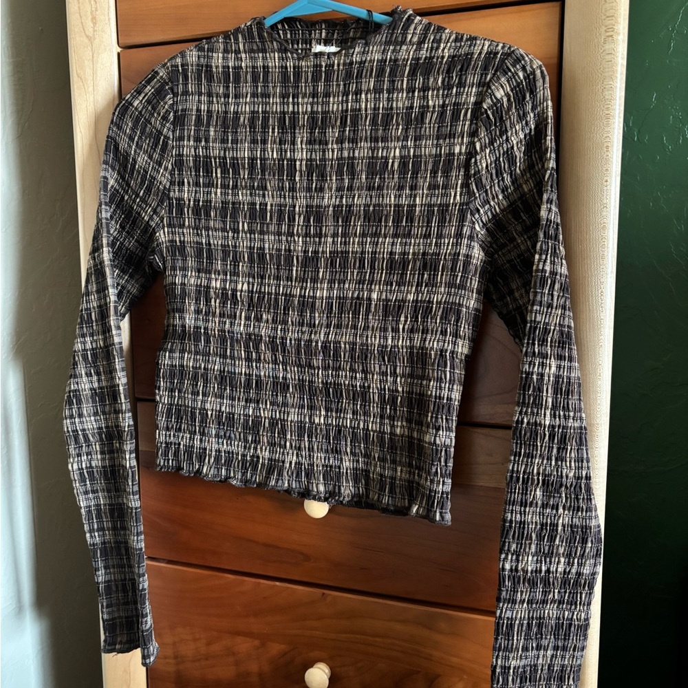Promesa Black and Brown Plaid Long Sleeve Top